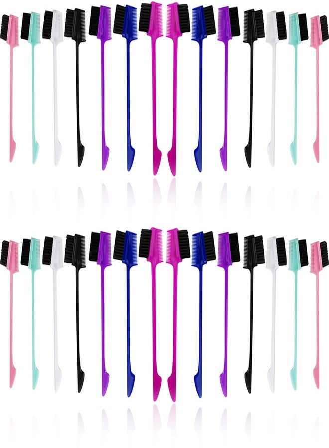 NSBELL 28PCS 3 in 1 Hair Edge Brush Double Sided Hair Comb Pack Smooth Brush Comb Grooming, 7 Colors - Image 1